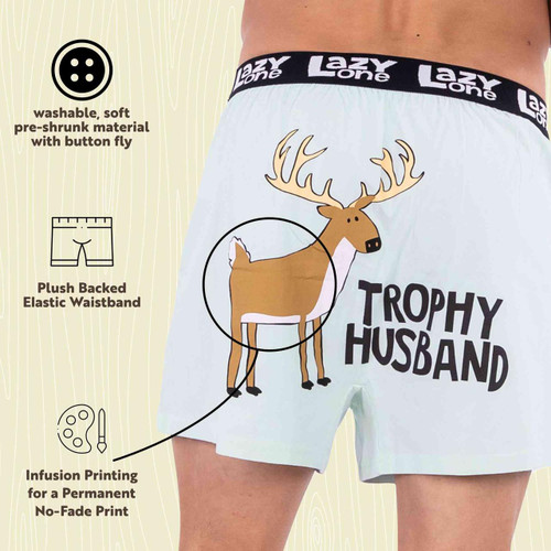 Lazy One Trophy Husband Men's Funny Boxer