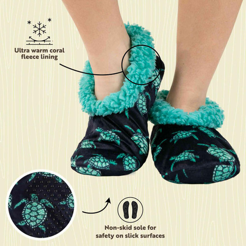 Lazy One Turtles Fuzzy Feet Slippers
