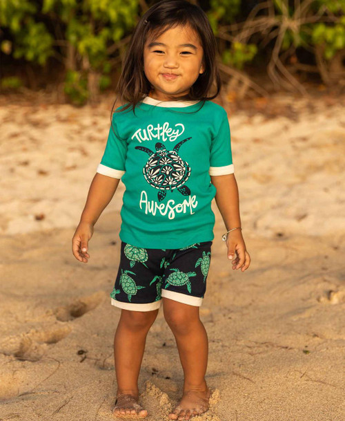 Lazy One Turtley Awesome Kid's Turtle PJ Short Set
