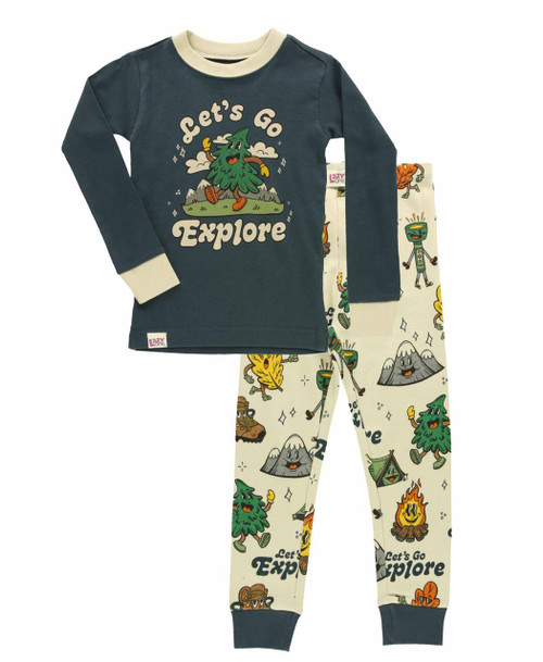 lazy one Vintage Camping Kid's Long Sleeve PJ's