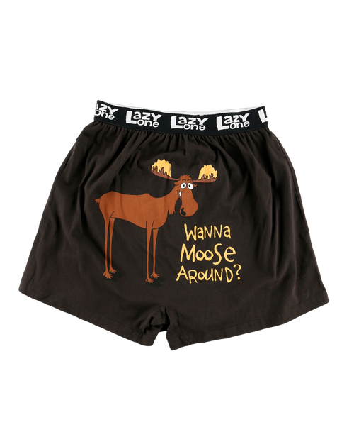 Lazy One Wanna Moose Around? Men's Funny Boxer
