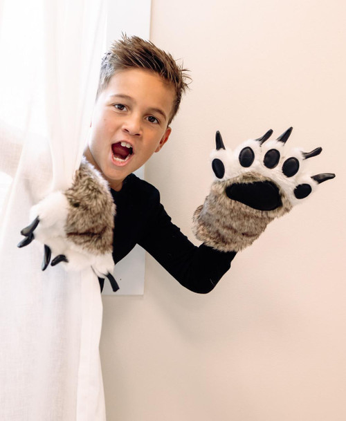 Lazy One Wolf Kid And Adult Paw Mitt