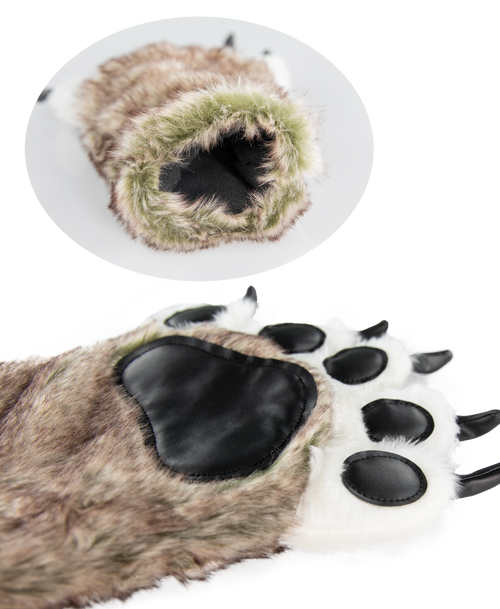 Lazy One Wolf Kid And Adult Paw Mitt