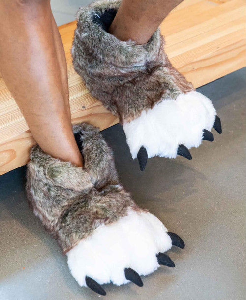 Lazy One Wolf Kid And Adult Paw Slipper