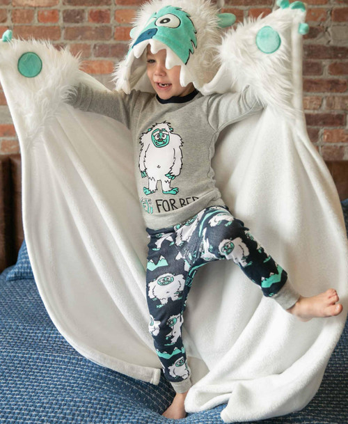 Lazy One Yeti For Bed Kid's Long Sleeve Grey PJ's