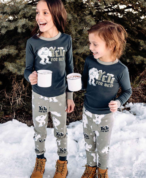 Lazy One Yeti For Bed Kid's Long Sleeve PJ's