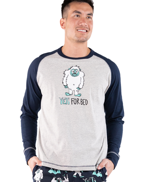 lazy one Yeti For Bed Men's Long Sleeve PJ Tee