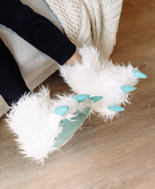 Lazy One Yeti Kid And Adult Paw Slipper