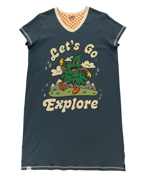 lazy one Let's Go Explore Women's V-neck Nightshirt