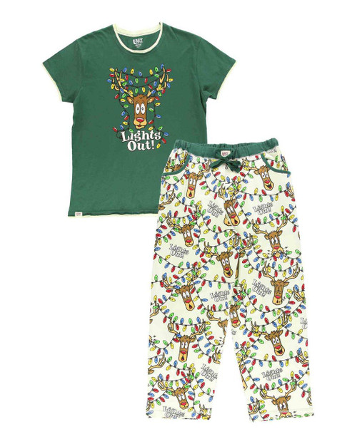 lazy one Lights Out Green Women's Regular Fit PJ Set