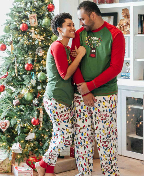Lazy One Lights Out Men's Reindeer Long Sleeve PJ Pant