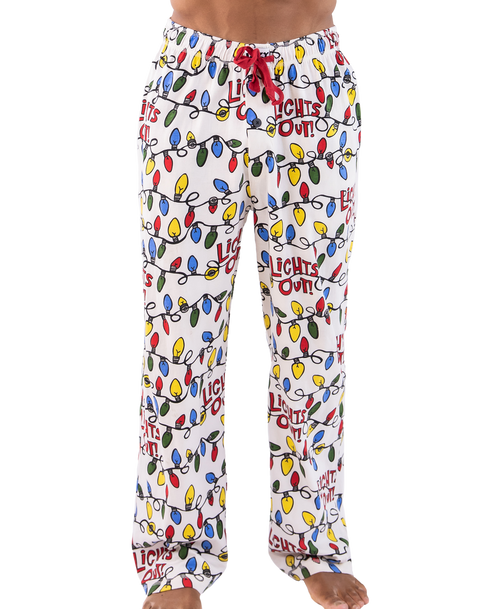 lazy one Lights Out Men's Reindeer Long Sleeve PJ Pant