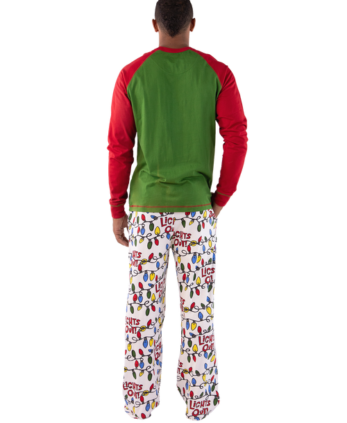 Lazy One Lights Out Men's Reindeer Long Sleeve PJ Set