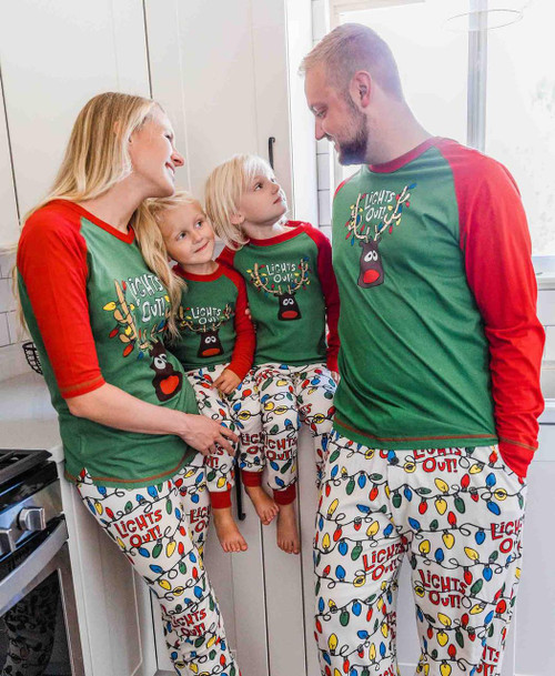 Lazy One Lights Out Men's Reindeer Long Sleeve PJ Tee
