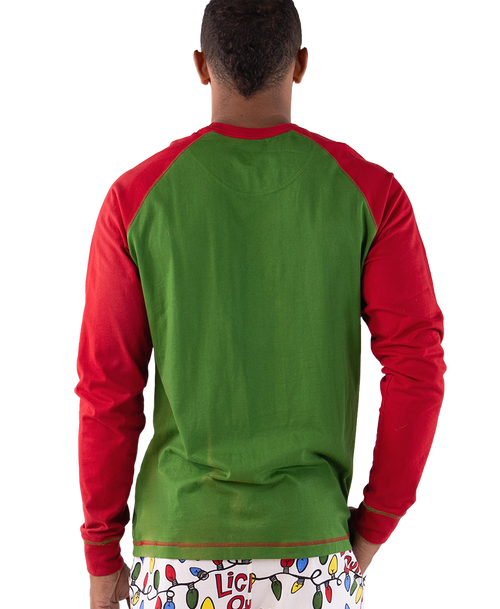 Lazy One Lights Out Men's Reindeer Long Sleeve PJ Tee