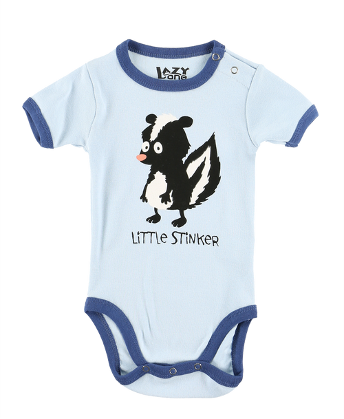 Lazy One Little Stinker Blue Skunk Infant Creeper Onesie