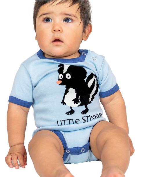 lazy one Little Stinker Blue Skunk Infant Creeper Onesie