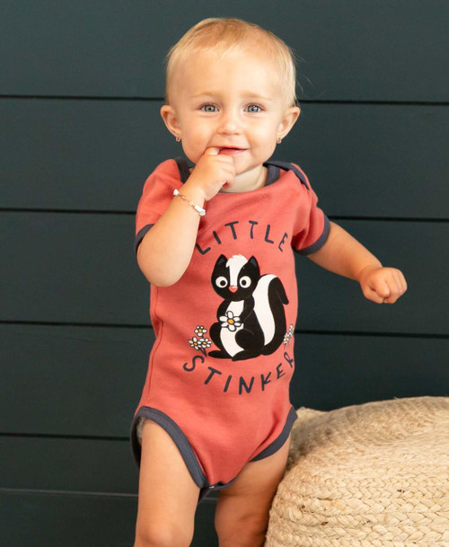Lazy One Little Stinker Infant Pink Skunk Onesie Creeper
