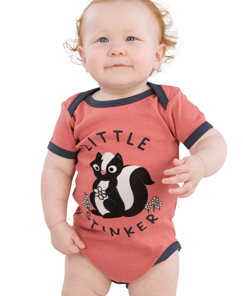 lazy one Little Stinker Infant Pink Skunk Onesie Creeper