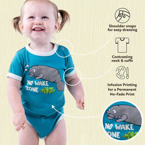 Lazy One Manatee No Wake Zone Infant Creeper Onesie