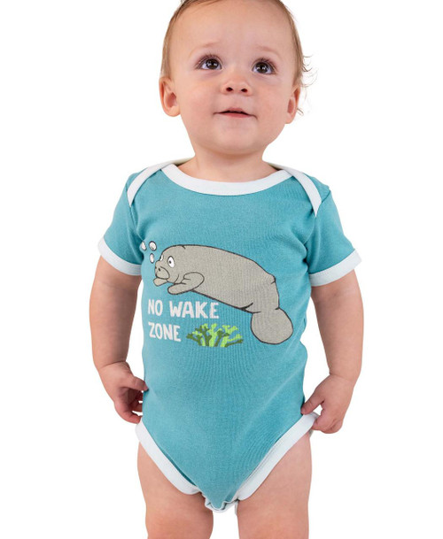 lazy one Manatee No Wake Zone Infant Creeper Onesie