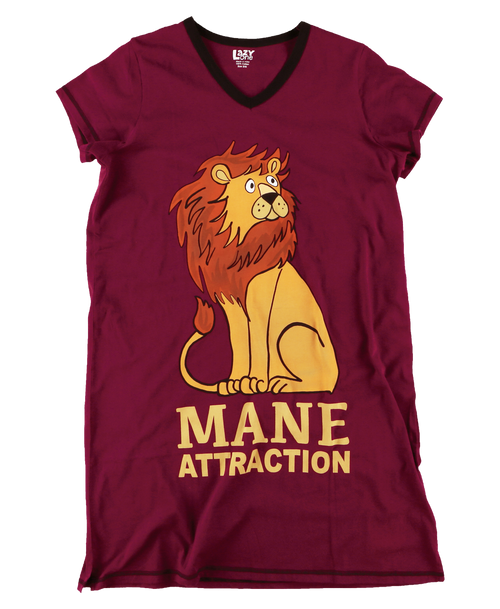 Lazy One Mane Attraction Women's Lion V-Neck Nightshirt