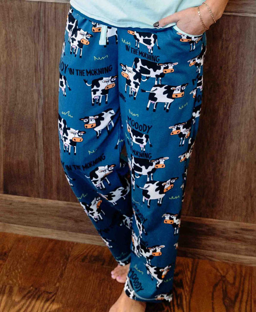 Lazy One Moody In The Morning Cow Women's Regular Fit PJ Pant
