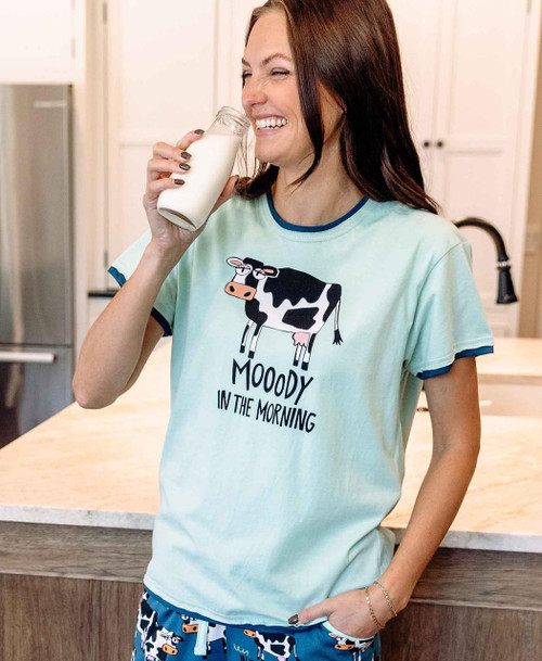 Lazy One Moody In The Morning Cow Women's Regular Fit Tee