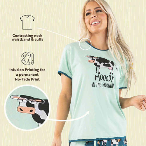 Lazy One Moody In The Morning Cow Women's Regular Fit Tee