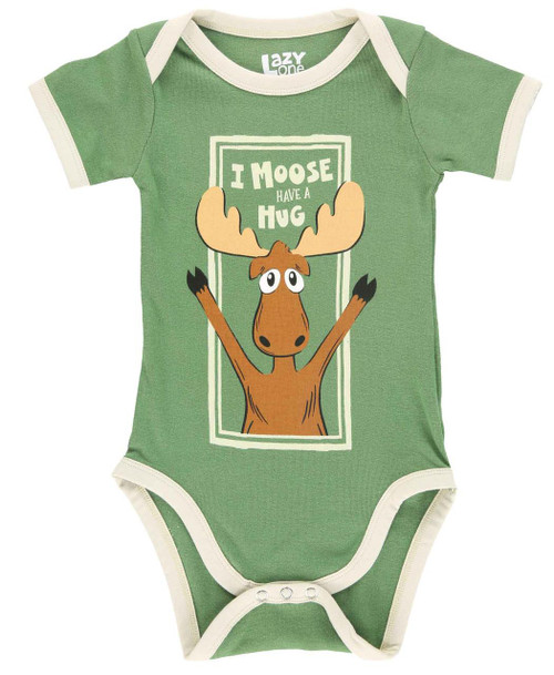lazy one Moose Have A Hug Infant Creeper Onesie - Green
