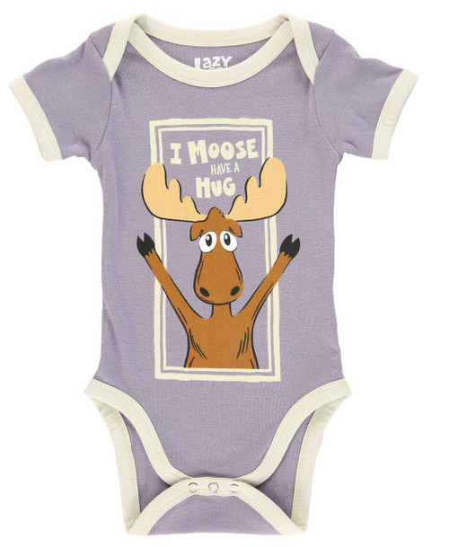 lazy one Moose Have A Hug Infant Creeper Onesie - Light Purple