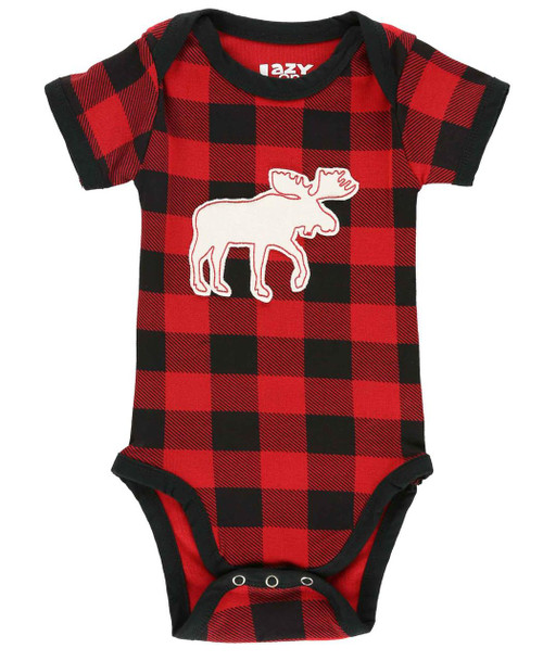 Lazy One Moose Plaid Applique Infant Creeper Onesie