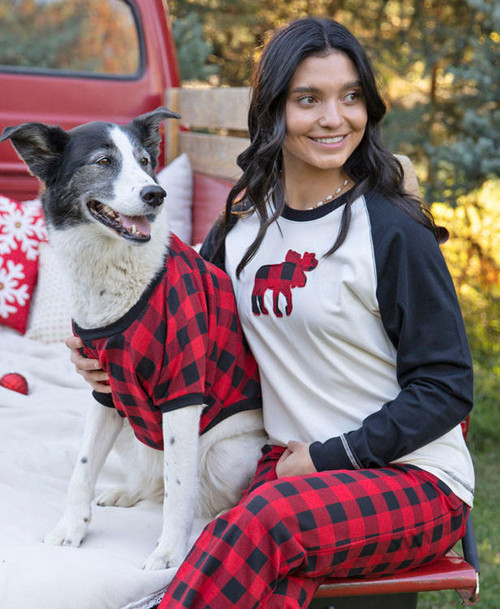 Lazy One Moose Plaid Women's Regular Fit Long Sleeve PJ Set