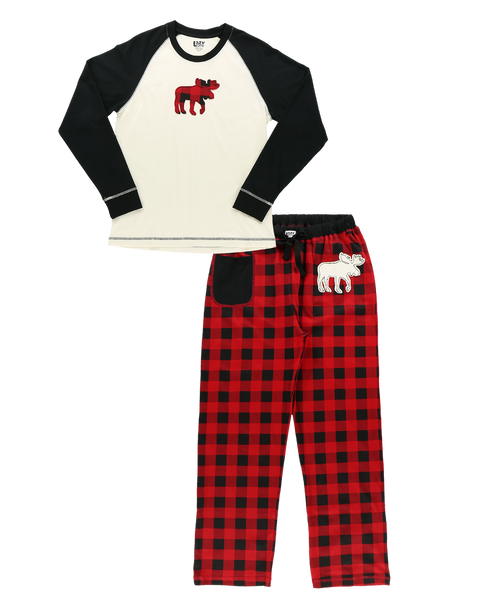 Lazy One Moose Plaid Women's Regular Fit Long Sleeve PJ Set