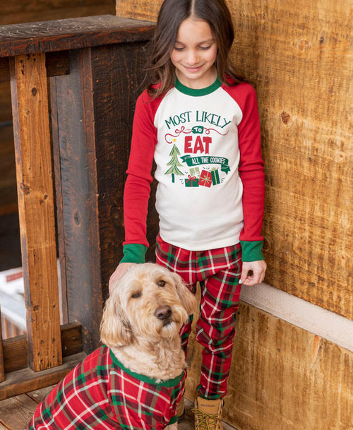 Lazy One Most Likely To Eat Cookies Kid's Long Sleeve PJ's