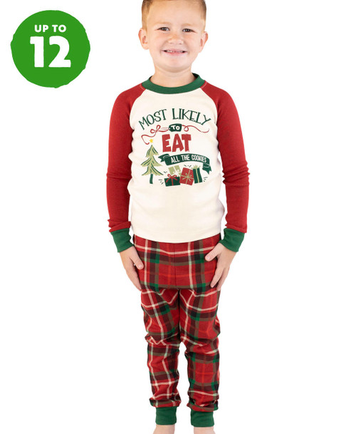 lazy one Most Likely To Eat Cookies Kid's Long Sleeve PJ's