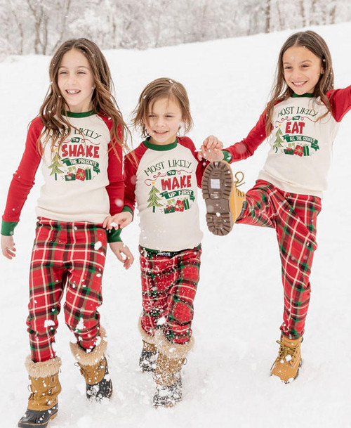 Lazy One Most Likely To Shake Presents Kid's Long Sleeve PJ's