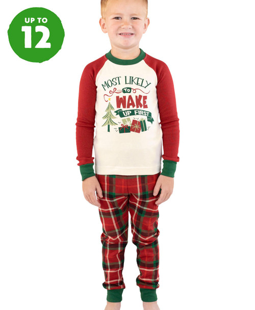 lazy one Most Likely Wake First Kid's Long Sleeve PJ's