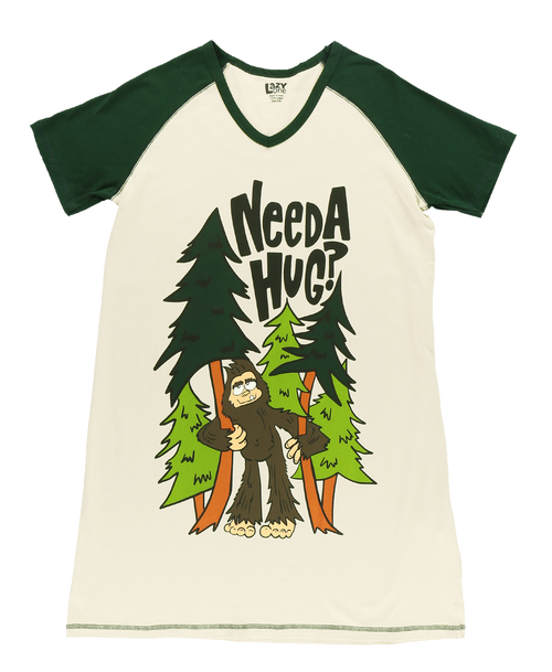 Lazy One Need A Hug Bigfoot Women's V-Neck Nightshirt