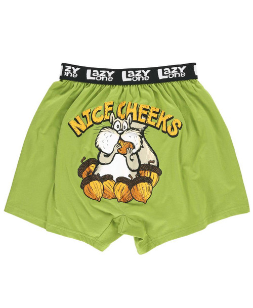 Lazy One Nice Cheeks Green Men's Squirrel Funny Boxer