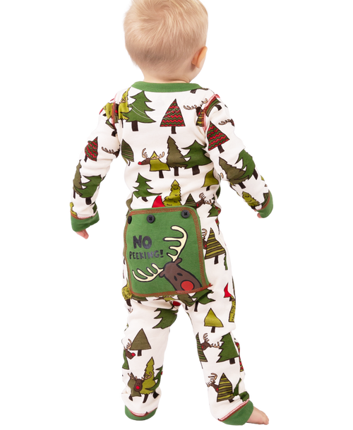 lazy one No Peeking Infant Reindeer Onesie Flapjack