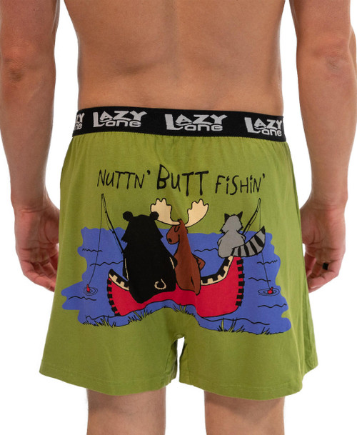 lazy one Nuttn' Butt Fishin' Men's Critter Funny Boxer