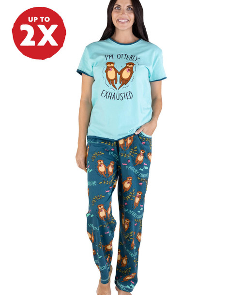 lazy one Otterly Exhausted Women's Regular Fit PJ Set