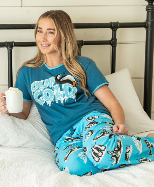 Lazy One Out Cold Penguin Women's Regular Fit PJ Set