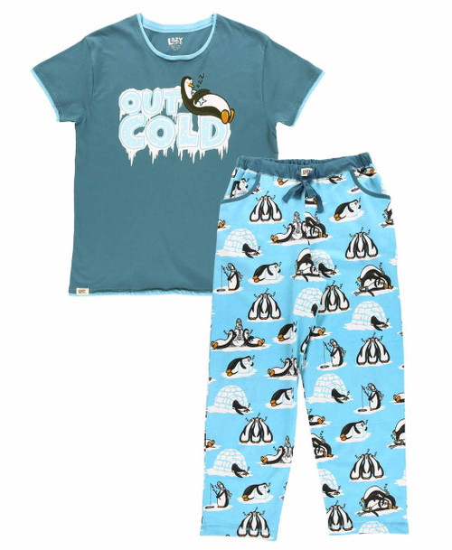 lazy one Out Cold Penguin Women's Regular Fit PJ Set