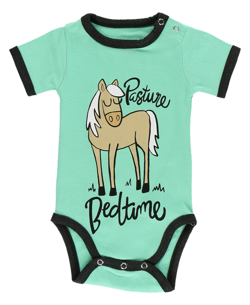 Lazy One Pasture Bedtime Mint Horse Infant Creeper Onesie