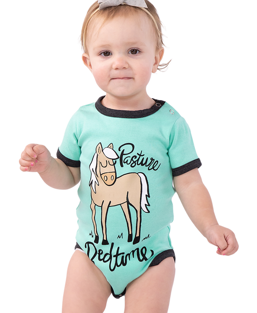 lazy one Pasture Bedtime Mint Horse Infant Creeper Onesie