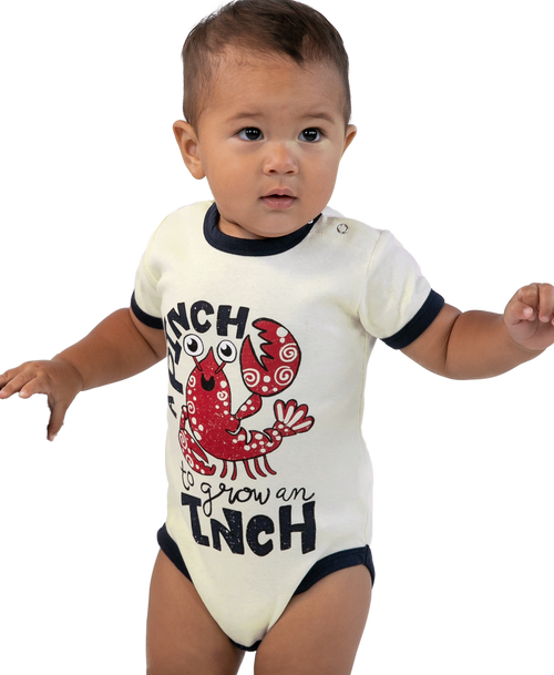 lazy one Pinch to Grow an Inch Infant Lobster Creeper Onesie