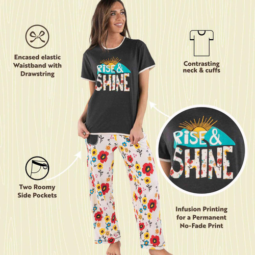 Lazy One Rise & Shine Women's Regular Fit Flower PJ Set