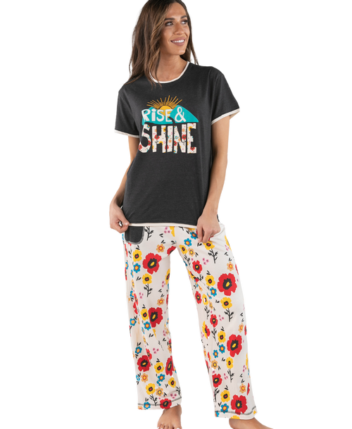 lazy one Rise & Shine Women's Regular Fit Flower PJ Set